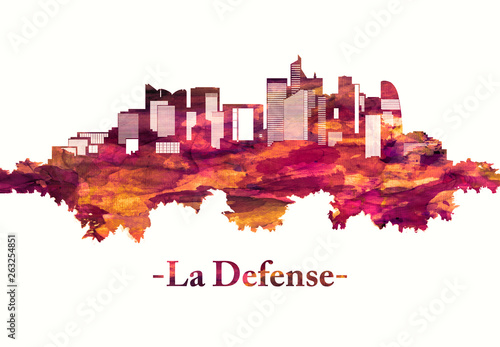 La Defense skyline in red