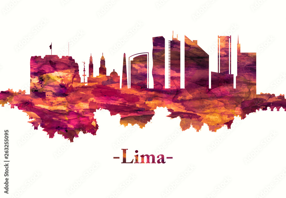Lima Peru skyline in red