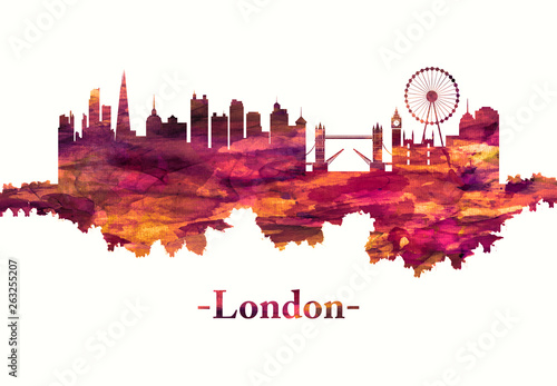 Obraz na plátně London England skyline in red