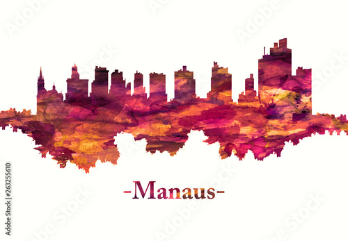 Manaus Brazil skyline in red