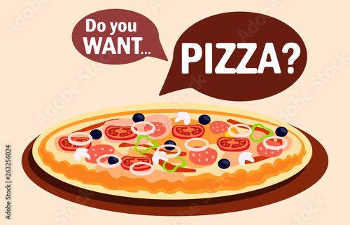 Pizza with Different Flavours Vector Web Banner