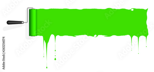 Frame for text or infographics in the form of a paint roller and a trace of paint on the wall. Place for text.