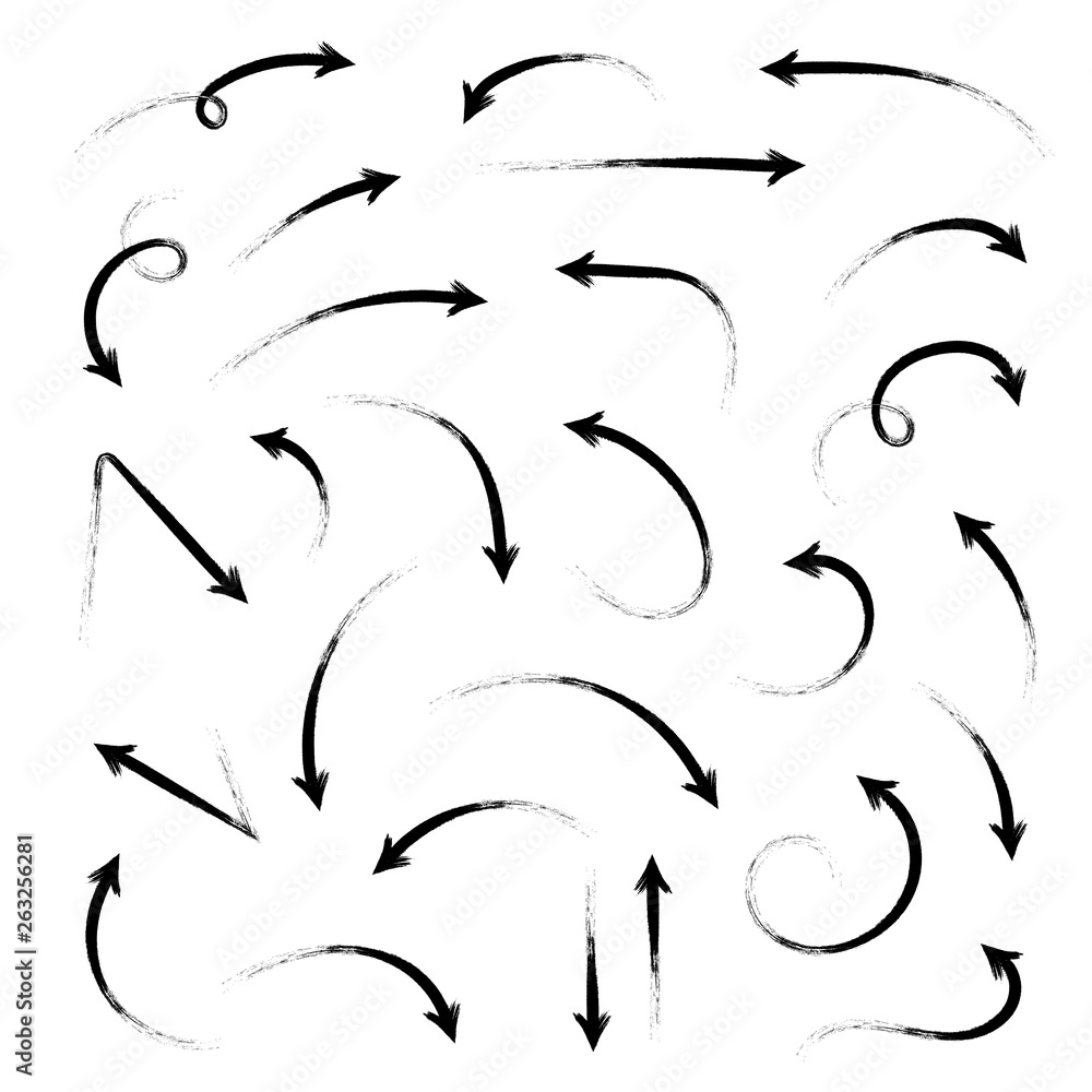 Super set different hand-drawn arrows, vector graphic design Super set different hand-drawn arrows, vector graphic design