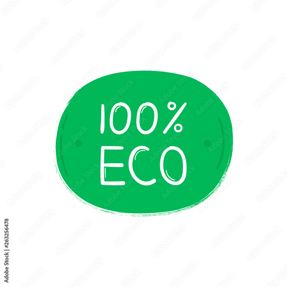 100 percent eco, hand drawn doodle elements. Eco friendly concept for stickers, banners, cards, advertisement. Vector illustration 100 percent eco, hand drawn doodle elements. Eco friendly concept for stickers, banners, cards, advertisement. Vector illustration
