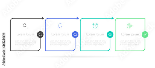 Infographics design and marketing icons. Business concept with 4 options, steps or processes. Modern vector illustration