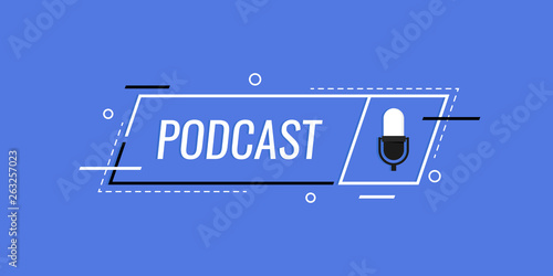 Podcast. icon, logo design. Modern flat style vector illustration