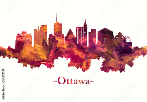 Ottawa Canada skyline in red