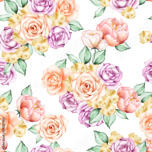 Beautiful watercolor floral seamless pattern © lukasdedi
