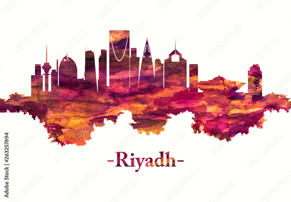 Obraz premium Riyadh Saudi Arabia skyline in red
