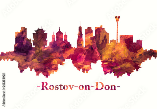 Rostov-on-Don Russia skyline in red
