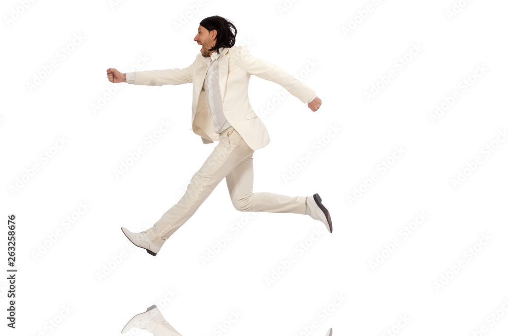 Man in funny concept isolated on white Man in funny concept isolated on white