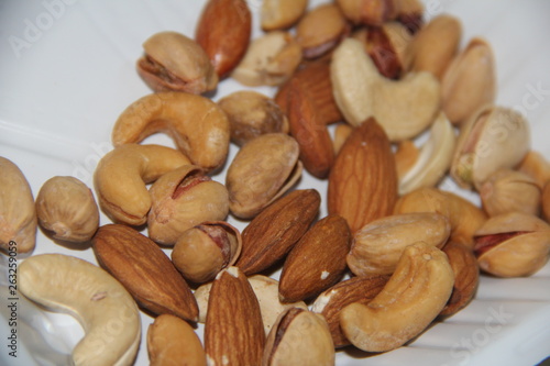 mixed nuts on white background