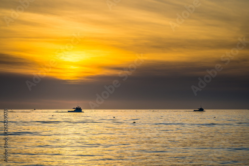 Lobster fishing boat scenery of Canada's Atlantic coast with a beautiful sky. © DerekP