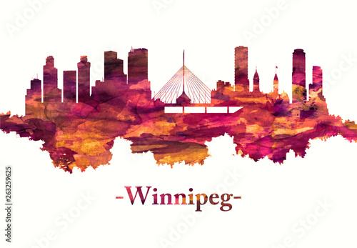 Canvas Print Winnipeg Canada skyline in red