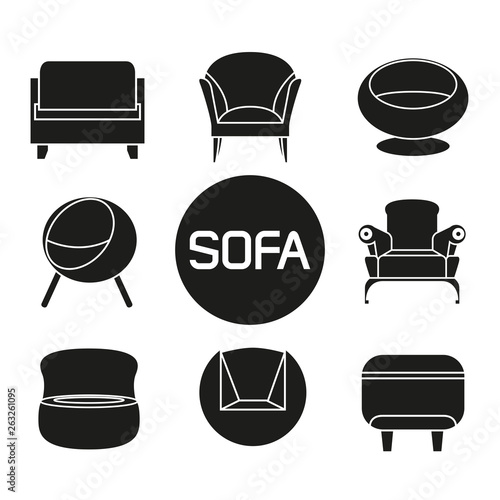 sofa icons set