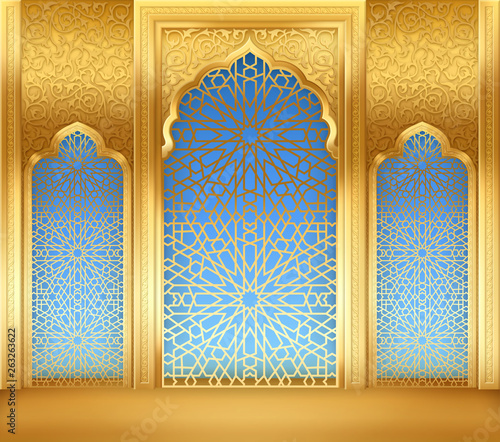 Background with Golden Arches and Pattern