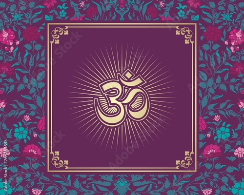 aum syllable, paisley design ,Hinduism, India	