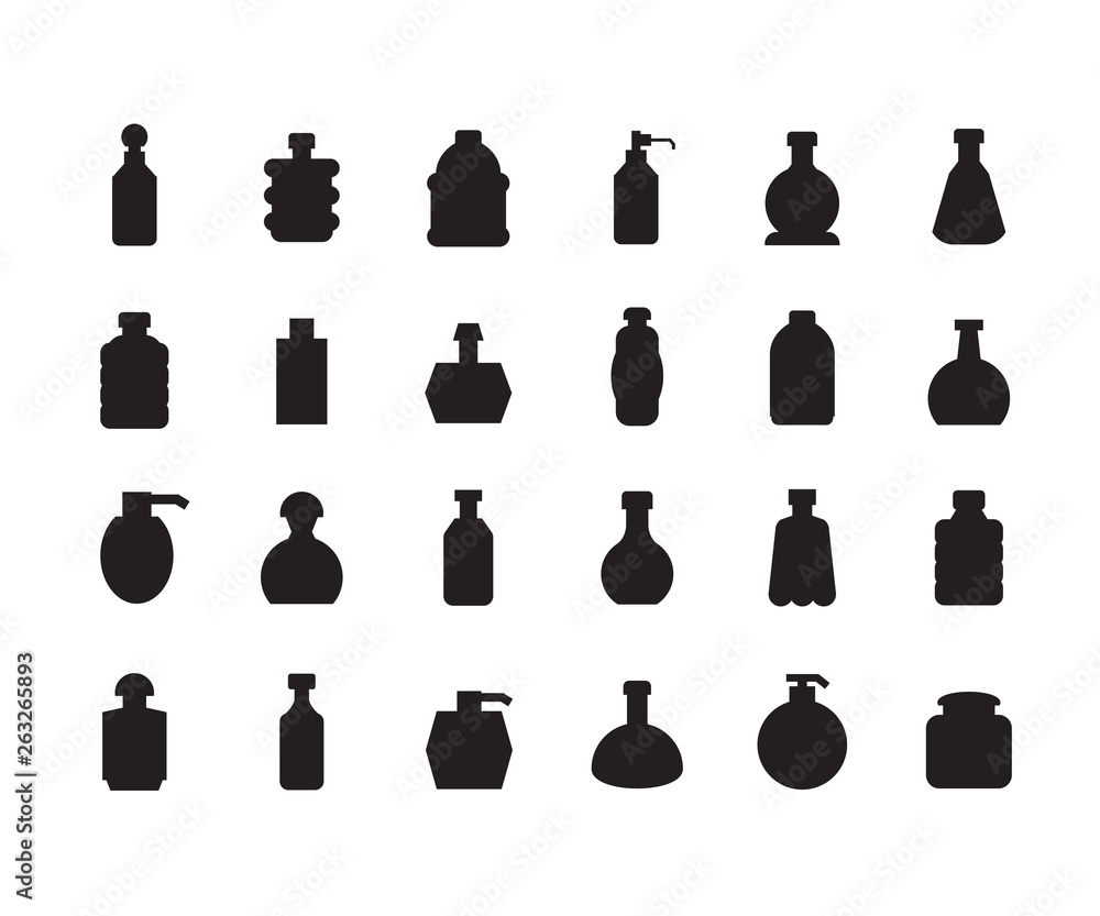 bottle package icons set bottle package icons set