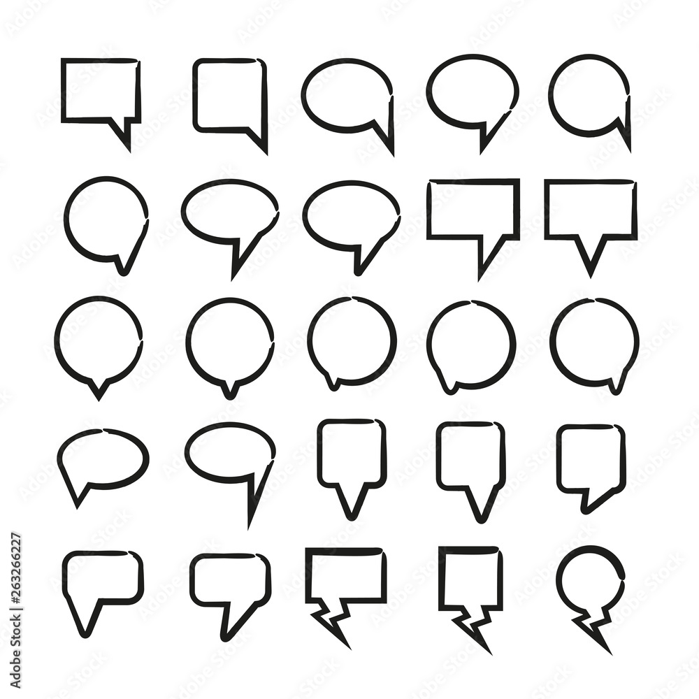 sketch comic speech bubble set sketch comic speech bubble set