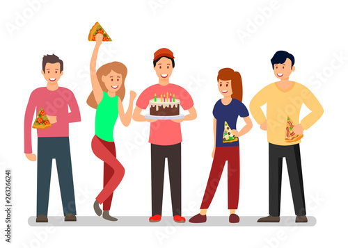 People at Surprise B-day Party Vector Illustration