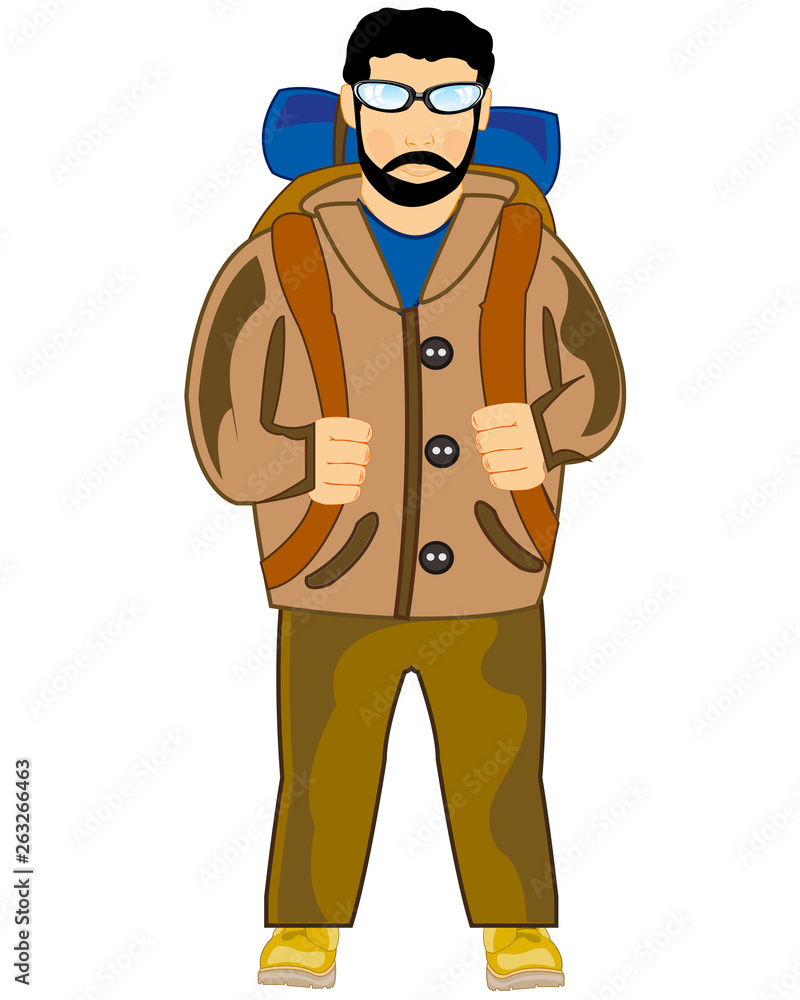 Young person traveler on white background is insulated Young person traveler on white background is insulated