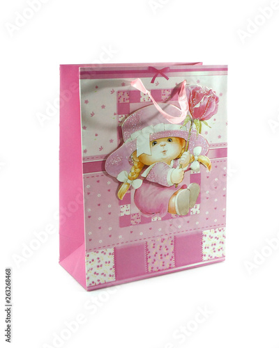 Paper bag for gifts, purchases on a white background