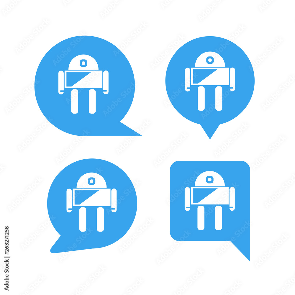 Fototapeta premium robot in blue speech bubble icons, chat bot
