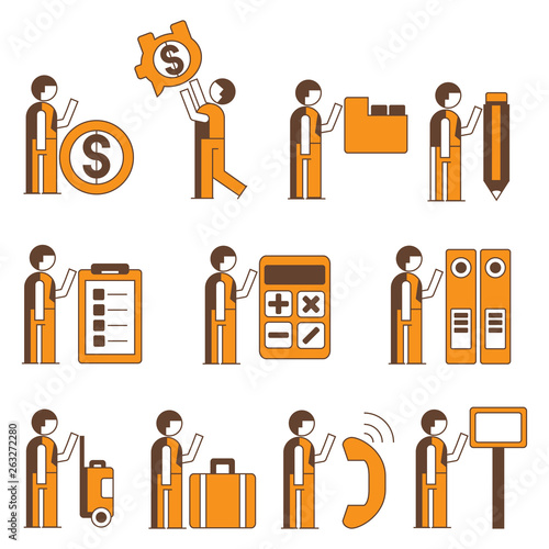 office worker icons set
