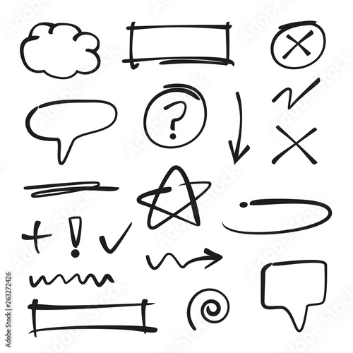 black hand drawn marker elements