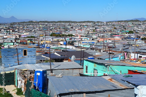 Khayelitsha township, South Africa - 29 August 2018 : BAckyard in a township in South Africa