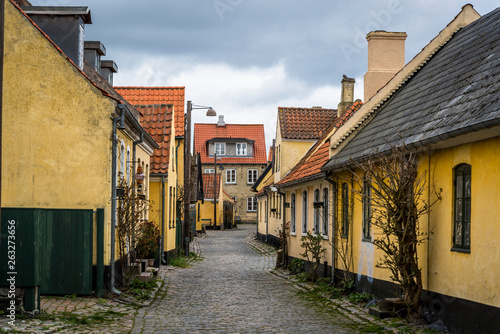 Picturesque old-fashioned houses in well preserved Dragor village near Copenhagen  Denmark