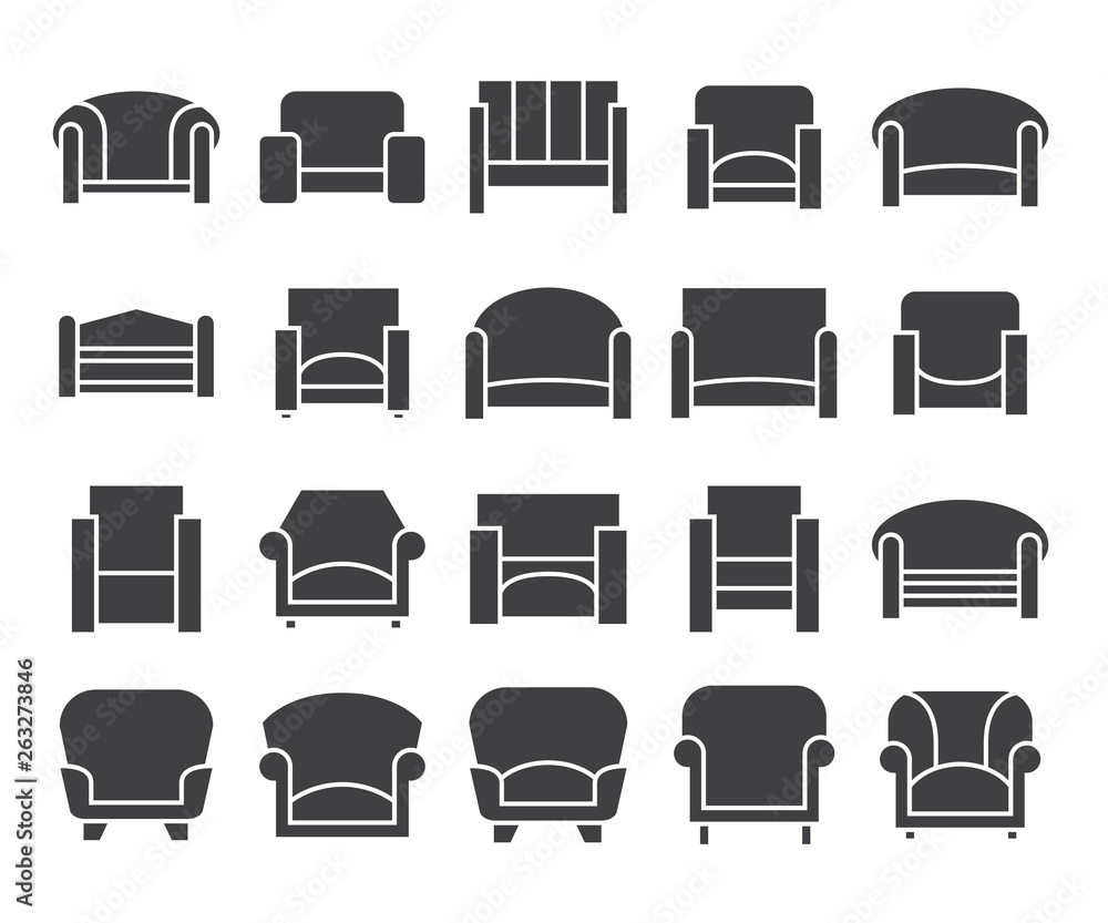 sofa and chair icons set sofa and chair icons set