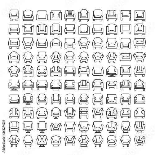 sofa icons set line icons