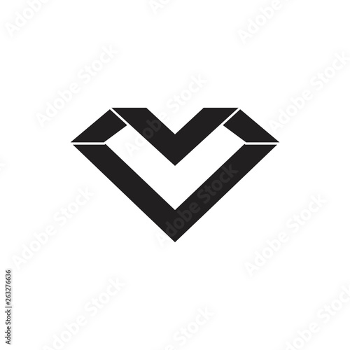 abstract letter mv 3d geometric gradient logo vector