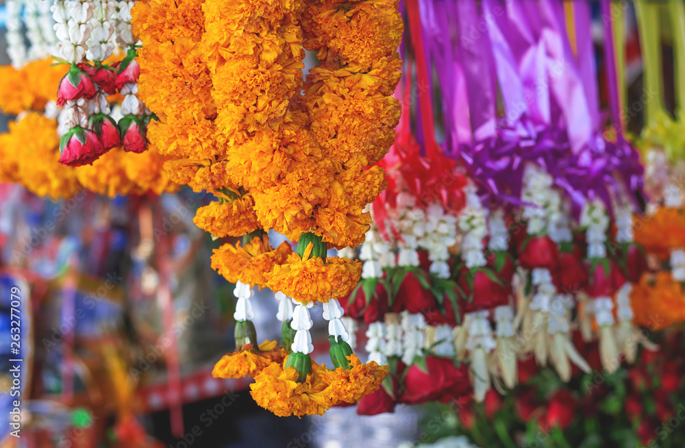 Fototapeta premium Natural Flower Garlands for sell at local market