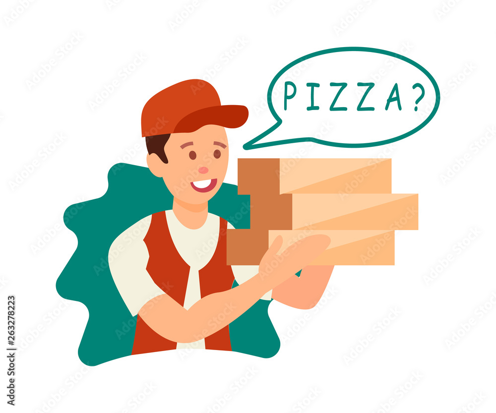 Courier Giving Order to Customer Illustration Courier Giving Order to Customer Illustration