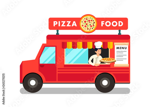 Food Truck At Street Food Festival Illustration