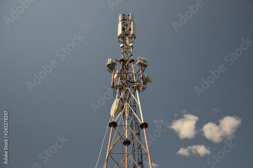 Telecom tower whith antennas and transmitions units