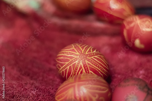 Traditional writing of easter eggs