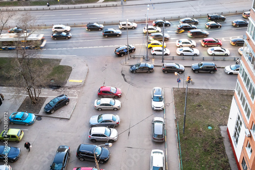 aerial view of car traffic in residential district © Ekaterina