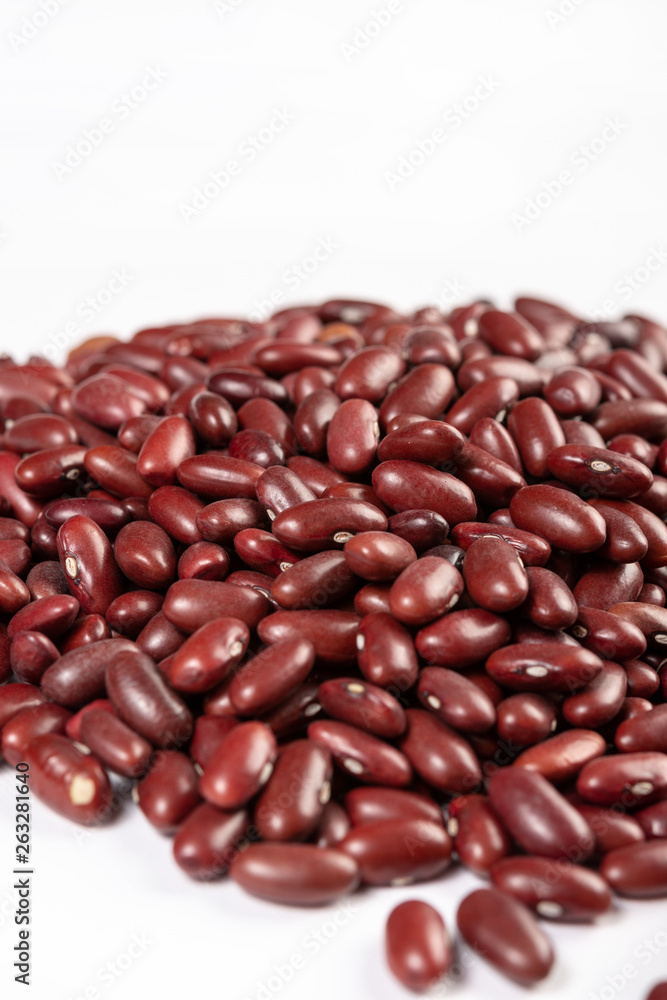 Closeup Of Raw Red Beans Above White Background Closeup Of Raw Red Beans Above White Background