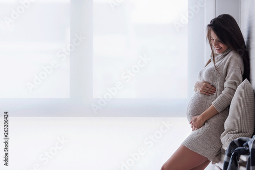 Beautiful young smiling pregnant woman. Happiness