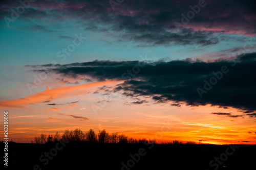 bright sky with clouds at sunset