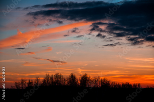 bright sky with clouds at sunset