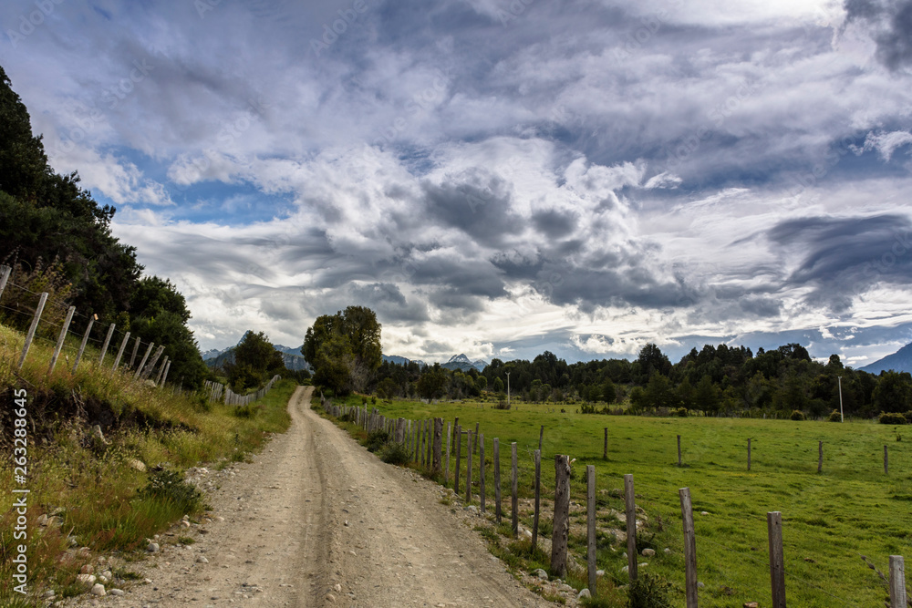 Rural scene view in Palena, Chile