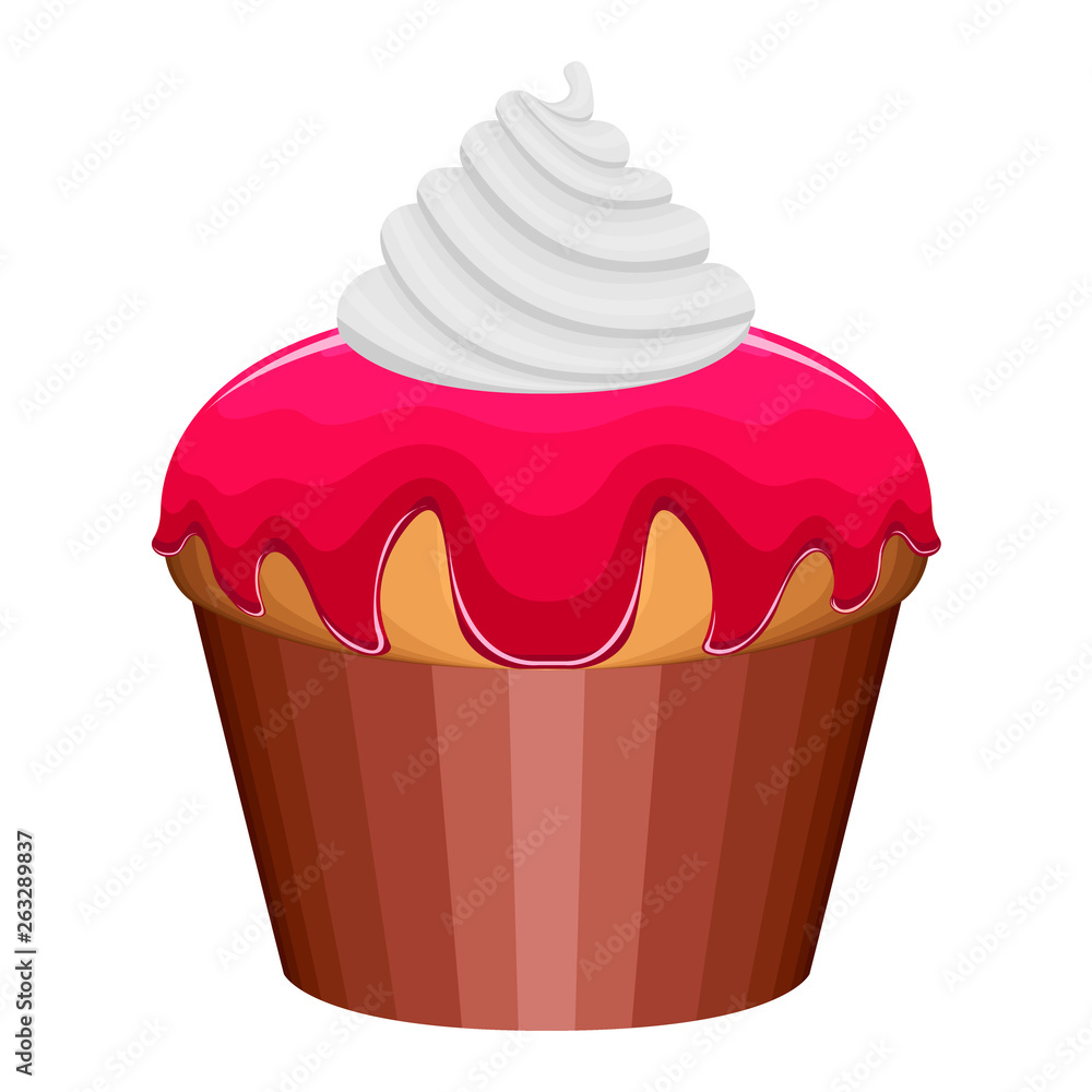Glazed cupcake with cream. Vector illustration design Glazed cupcake with cream. Vector illustration design