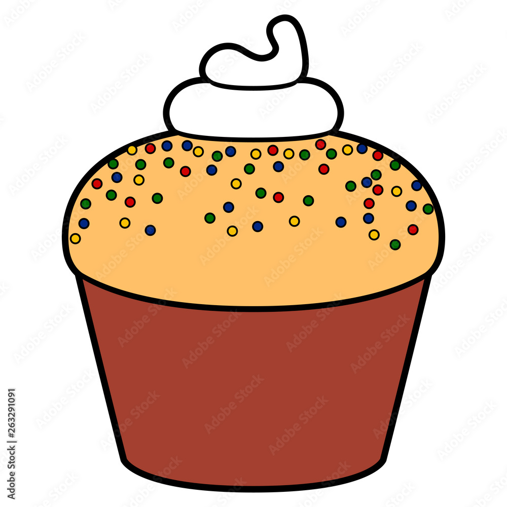 Muffin with chips and cream icon. Vector illustration edsign Muffin with chips and cream icon. Vector illustration edsign