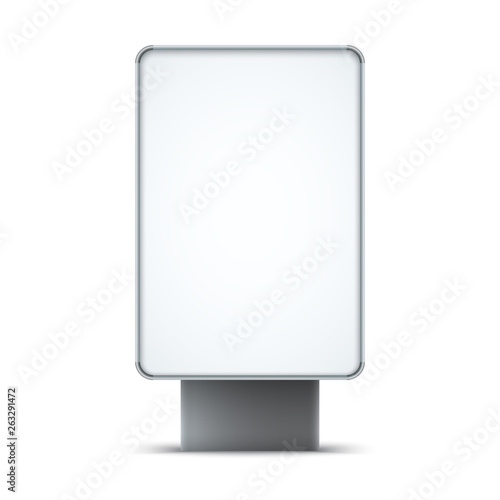 Blank outdoor lightbox isolated on white background. City Lightbox with black and silver frame. Vector illustration