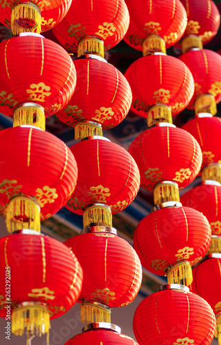 red lanterns of buddha temple  pattern