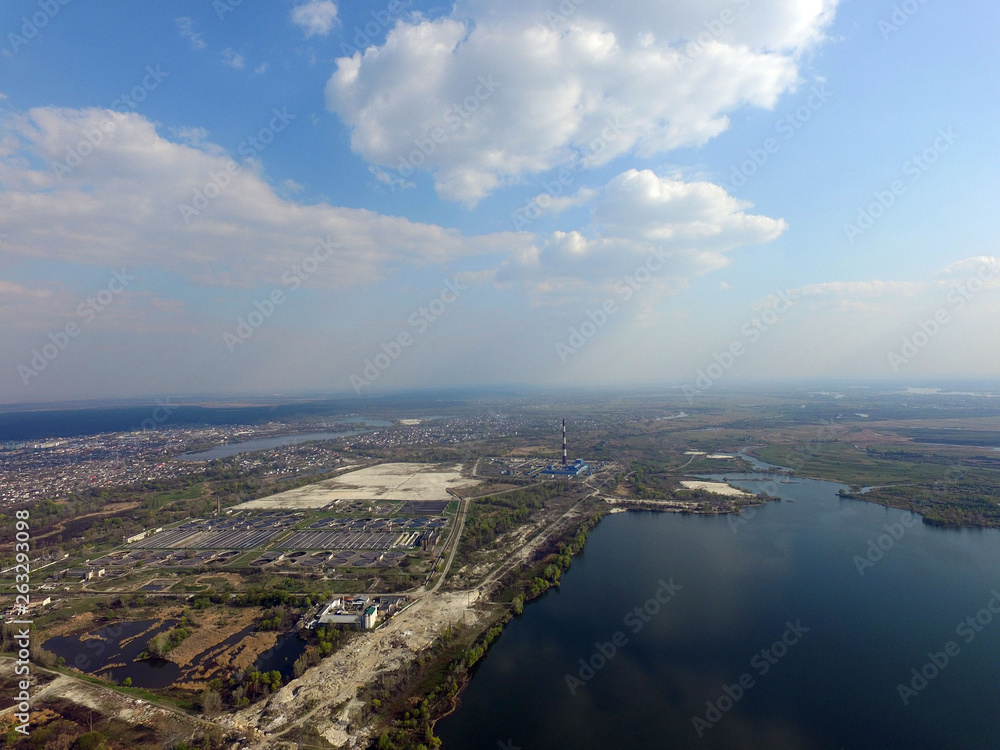 Fototapeta premium Aerial view of Kiev at spring time (drone image).